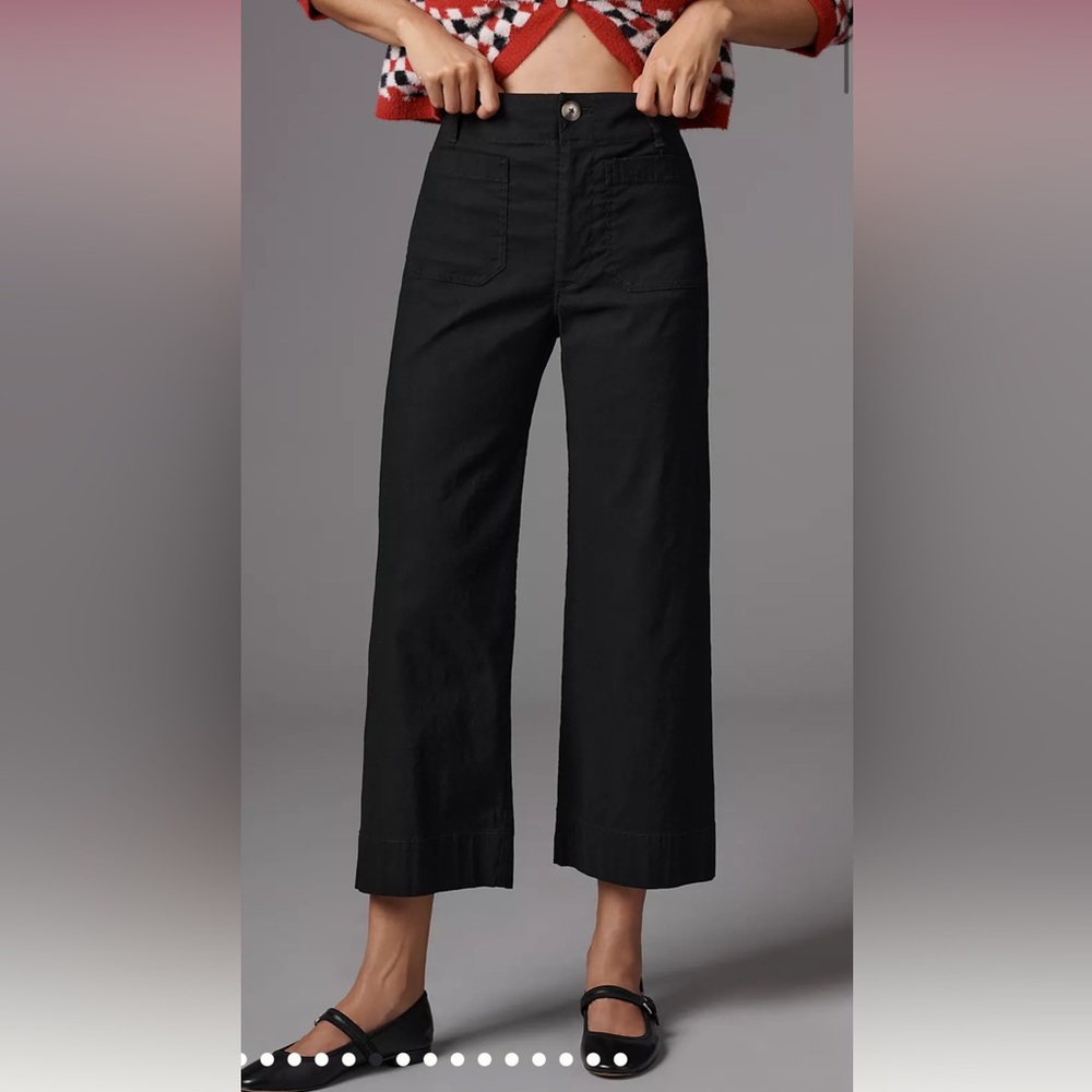 Maeve Black Cropped Wide-Leg Colette Pants